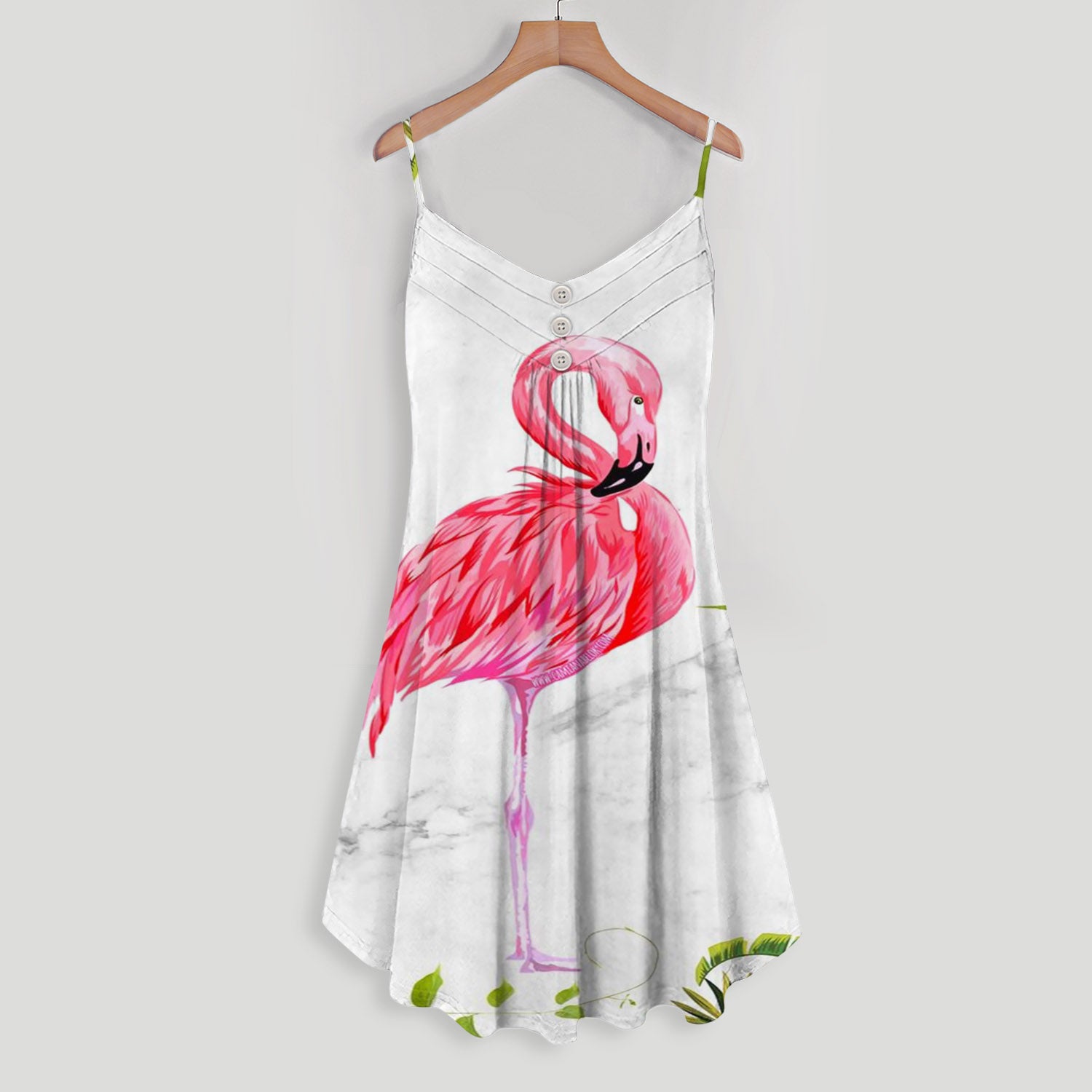 Flamingo Spaghetti Strap Summer Dress | Sleeveless V Neck Mini Dress | Sundress