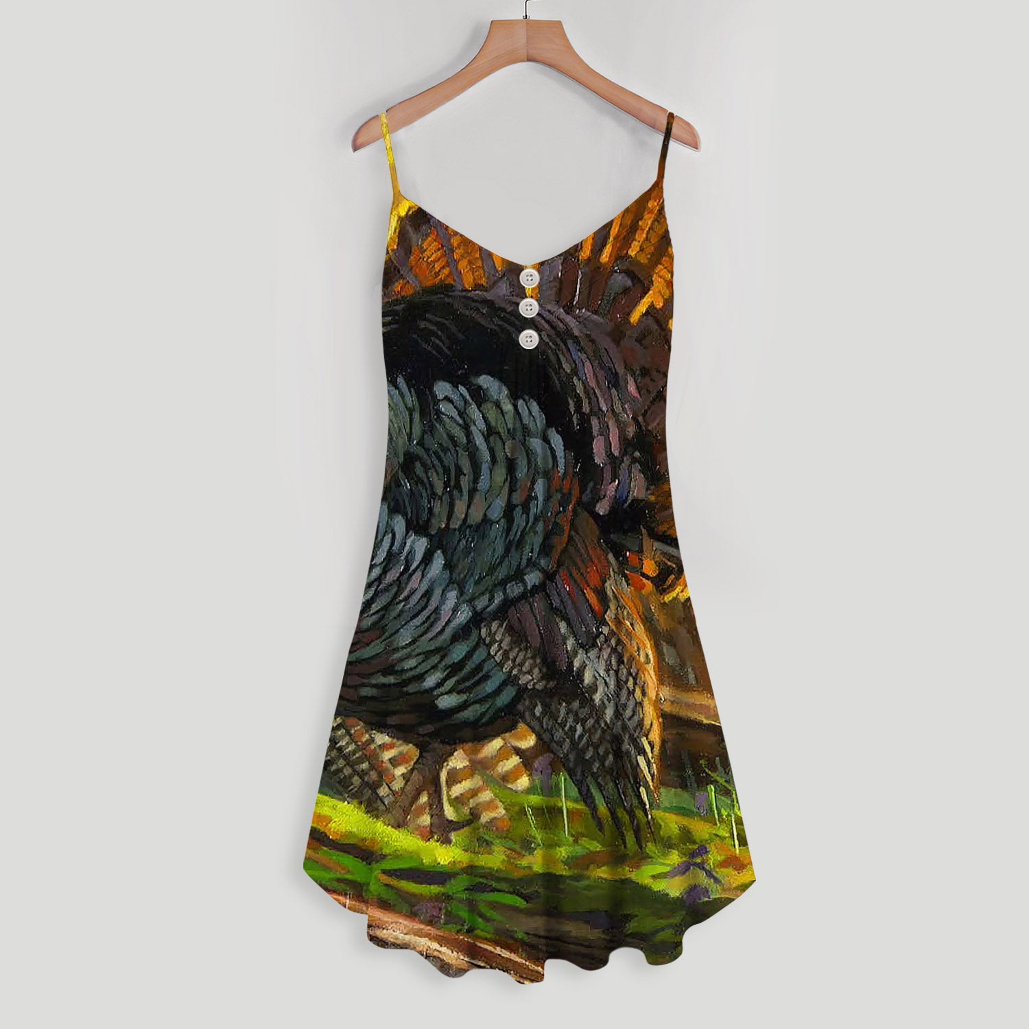 Turkey Hunting Spaghetti Strap Summer Dress | Sleeveless V Neck Mini Dress | Sundress