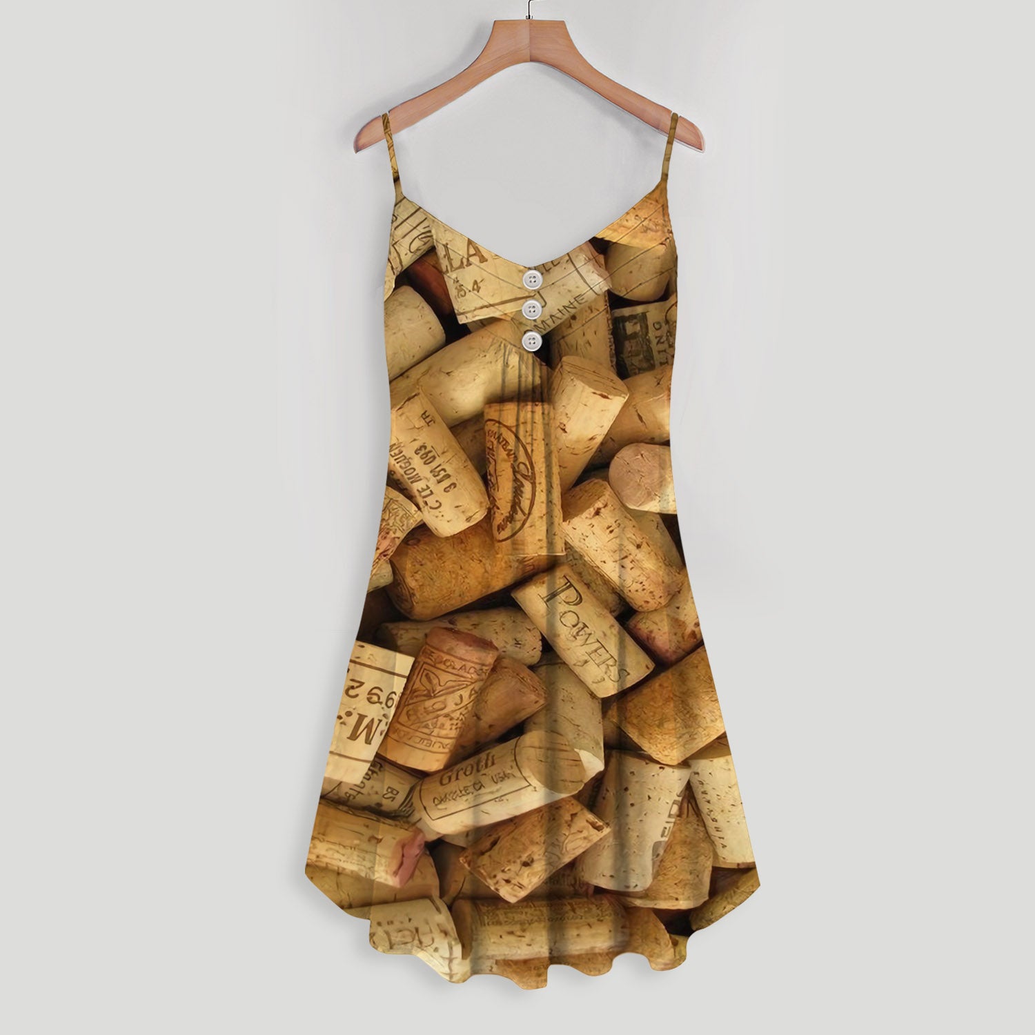 Wine Cork Spaghetti Strap Summer Dress | Sleeveless V Neck Mini Dress | Sundress