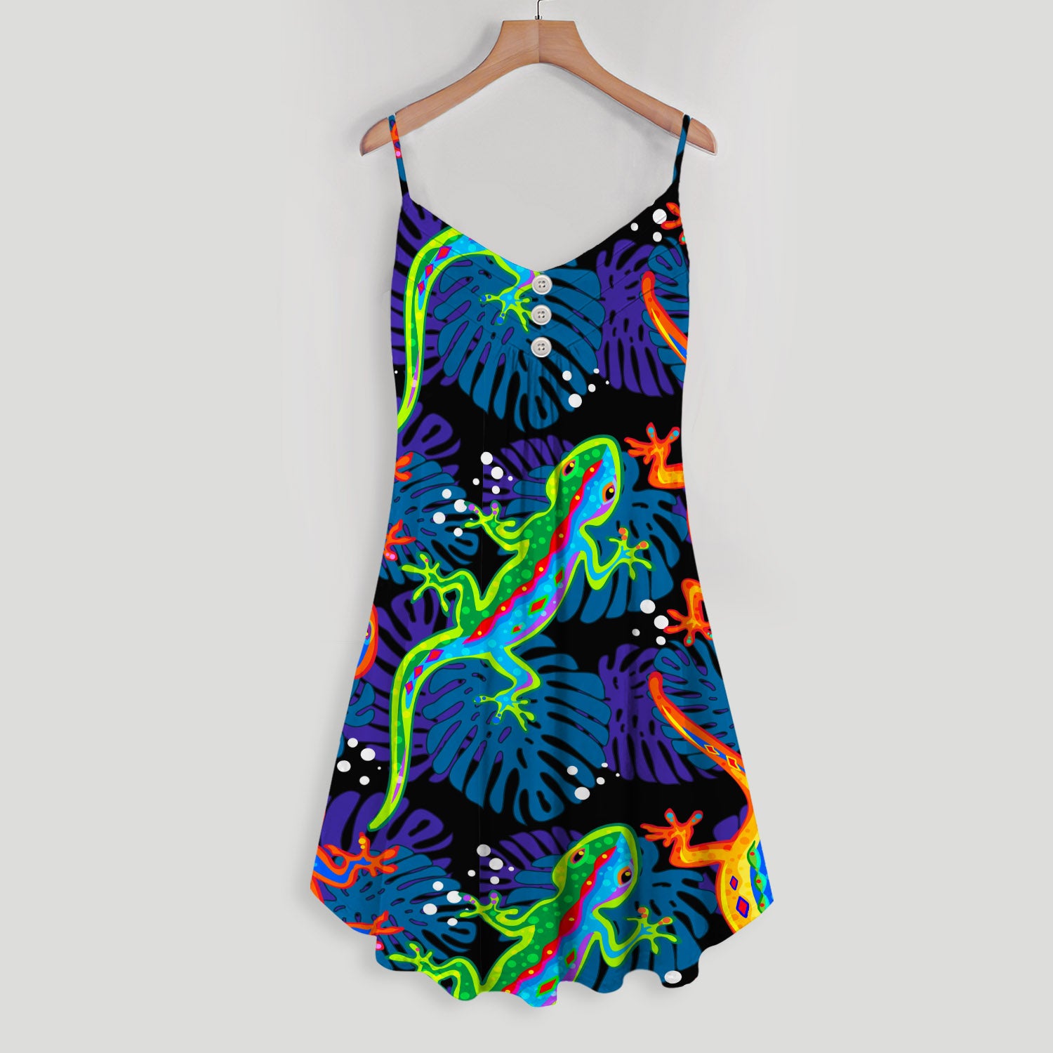 Lizard Spaghetti Strap Summer Dress | Sleeveless V Neck Mini Dress | Sundress