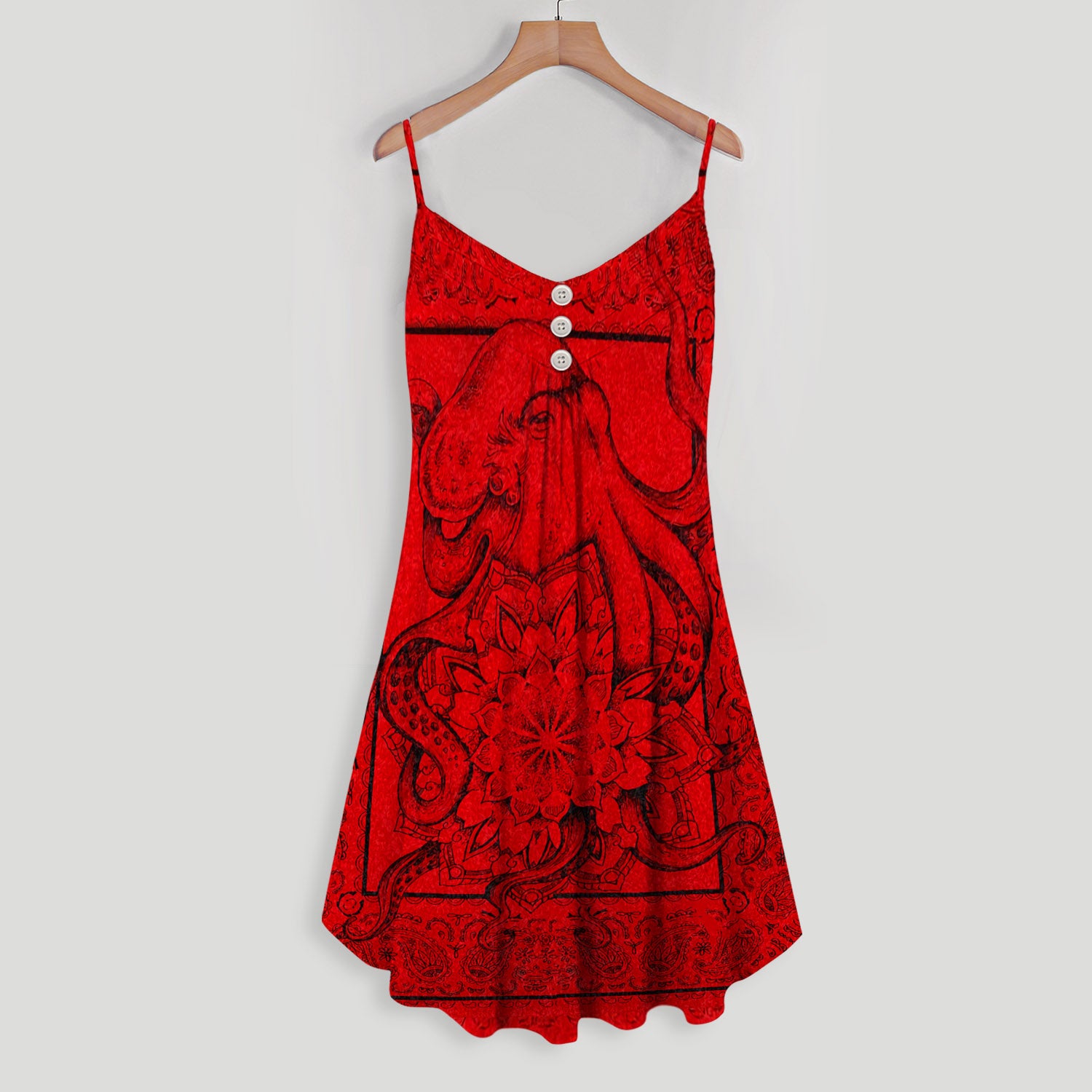 Octopus Bandana Spaghetti Strap Summer Dress | Sleeveless V Neck Mini Dress | Sundress