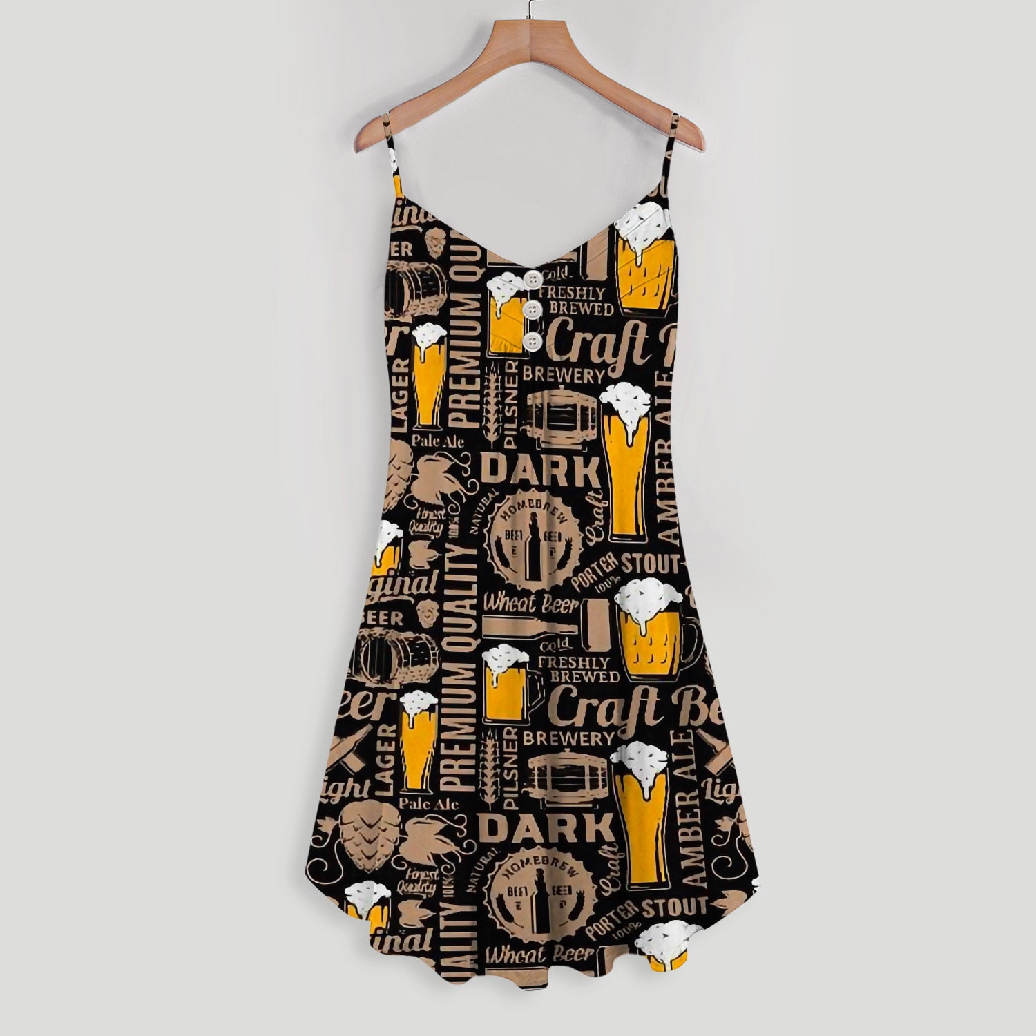 Craft Beer Spaghetti Strap Summer Dress | Sleeveless V Neck Mini Dress | Sundress