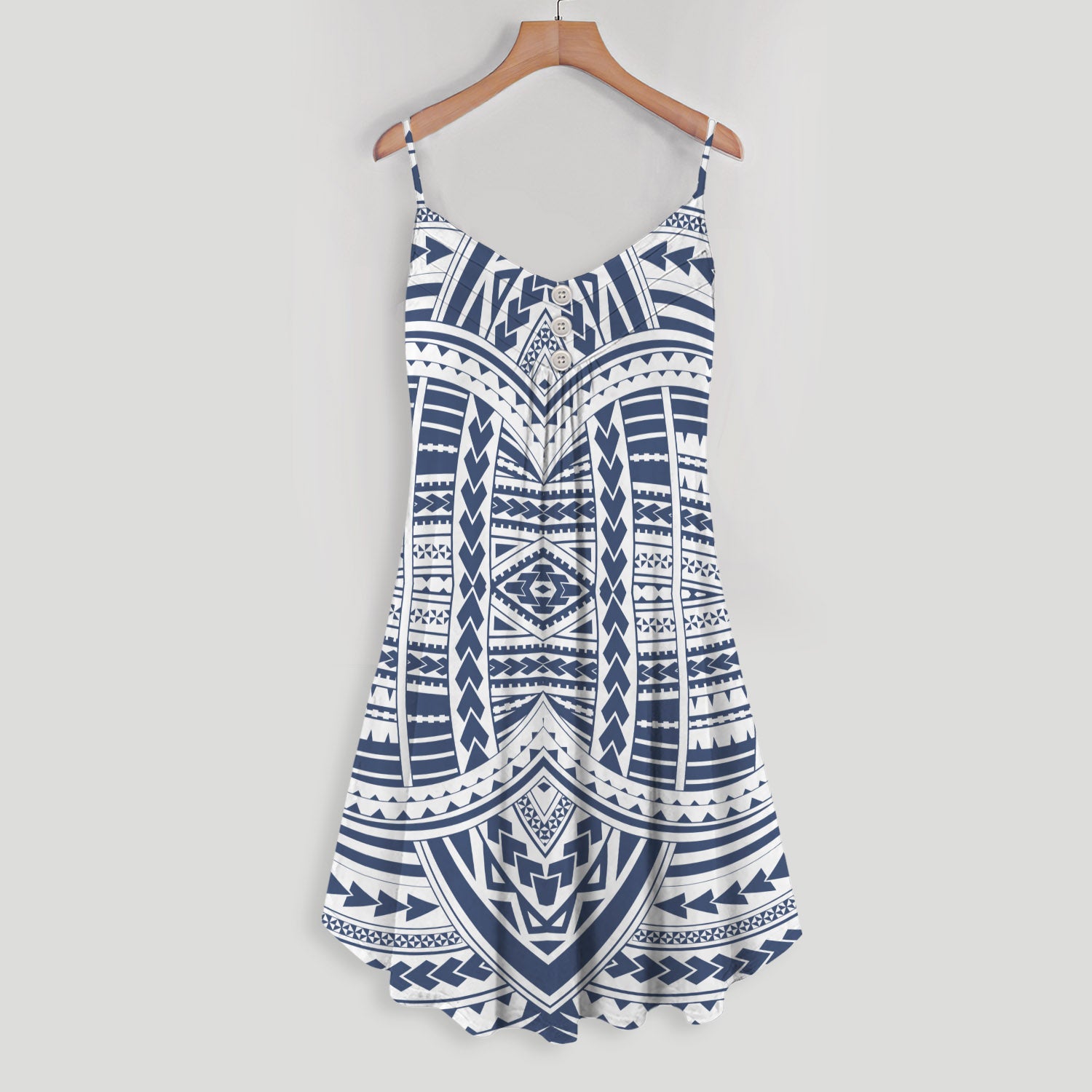 Guam Navy Pattern Spaghetti Strap Summer Dress | Sleeveless V Neck Mini Dress | Sundress