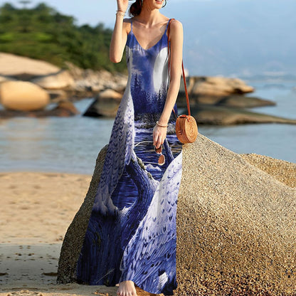 Owl Night Sleeveless Maxi Dress | Women Summer Dress | Sundress