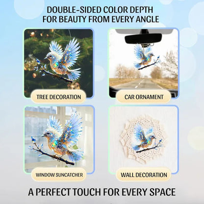 🐦BUY 1 GET 1 FREE✨Acrylic Sky Bluebird 2D Stained Art Ornament (8 inches)🐦LHT🐦