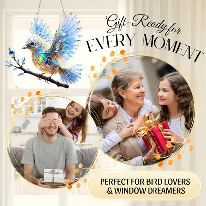 🐦BUY 1 GET 1 FREE✨Acrylic Sky Bluebird 2D Stained Art Ornament (8 inches)🐦LHT🐦
