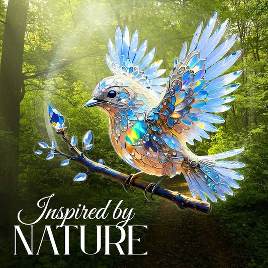 🐦BUY 1 GET 1 FREE✨Acrylic Sky Bluebird 2D Stained Art Ornament (8 inches)🐦LHT🐦