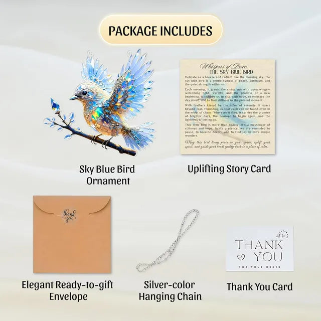 🐦BUY 1 GET 1 FREE✨Acrylic Sky Bluebird 2D Stained Art Ornament (8 inches)🐦LHT🐦