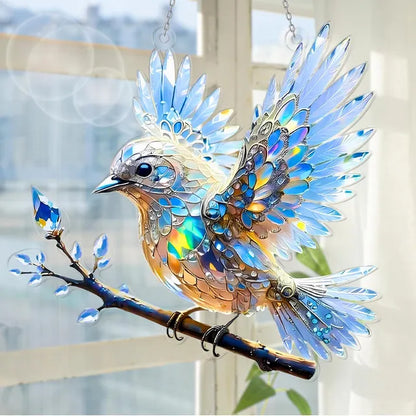 🐦BUY 1 GET 1 FREE✨Acrylic Sky Bluebird 2D Stained Art Ornament (8 inches)🐦LHT🐦